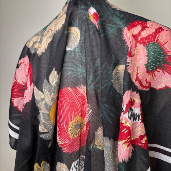 Floral Bohemian Boho Dark Romantic Tropical Kimono Jersey Stripe Wrap Beach - Picture 13 of 14